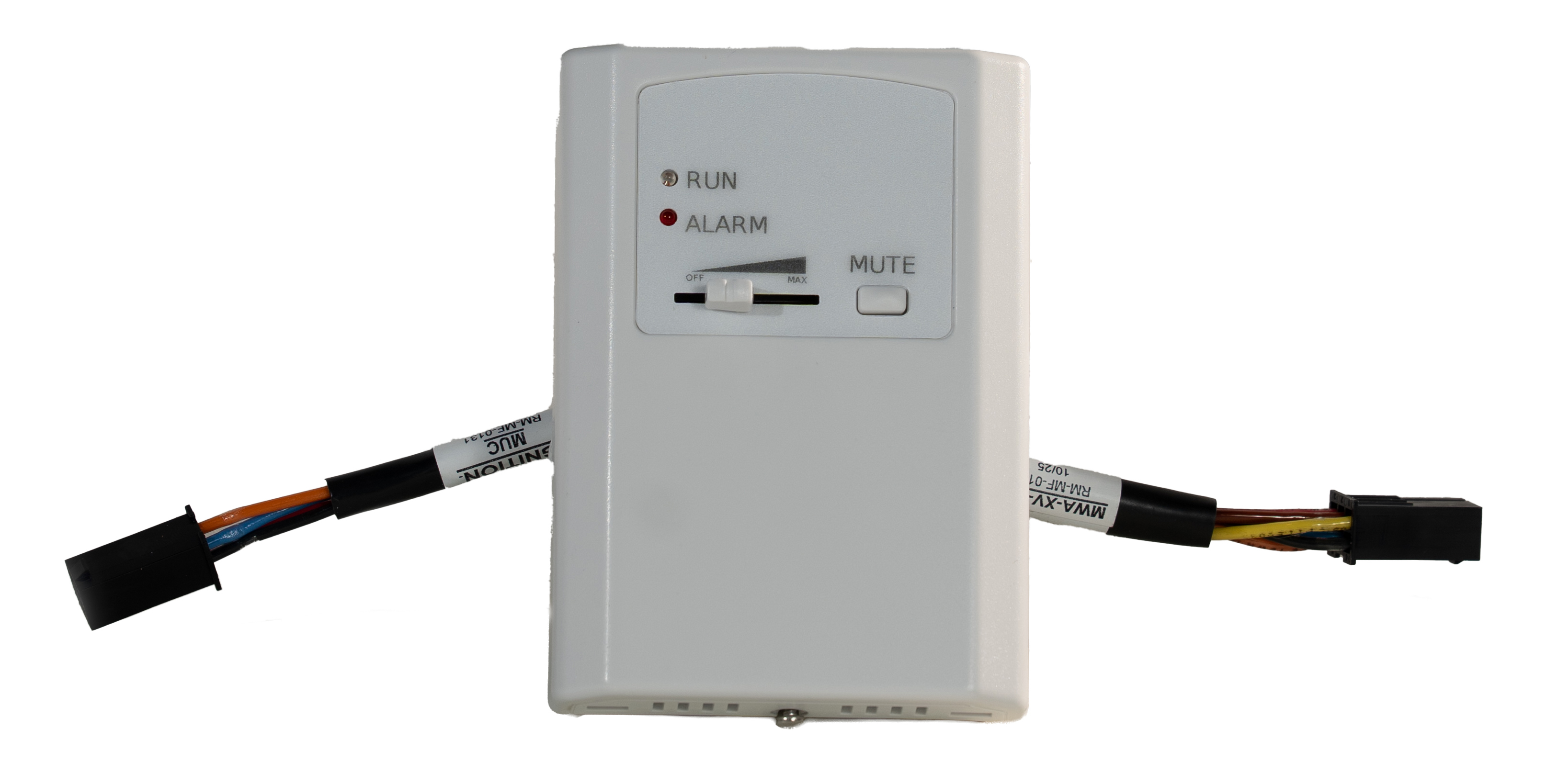 The MUC (Multi Use Controller) with run and alarm lights, speed slider, and service mute button.